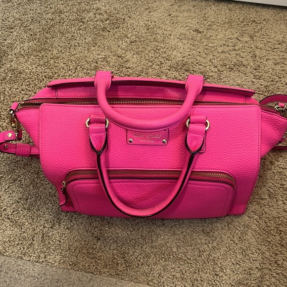 Kate Spade ♠️ Bright Pink Handbag and Crossbody - Picture 3 of 14